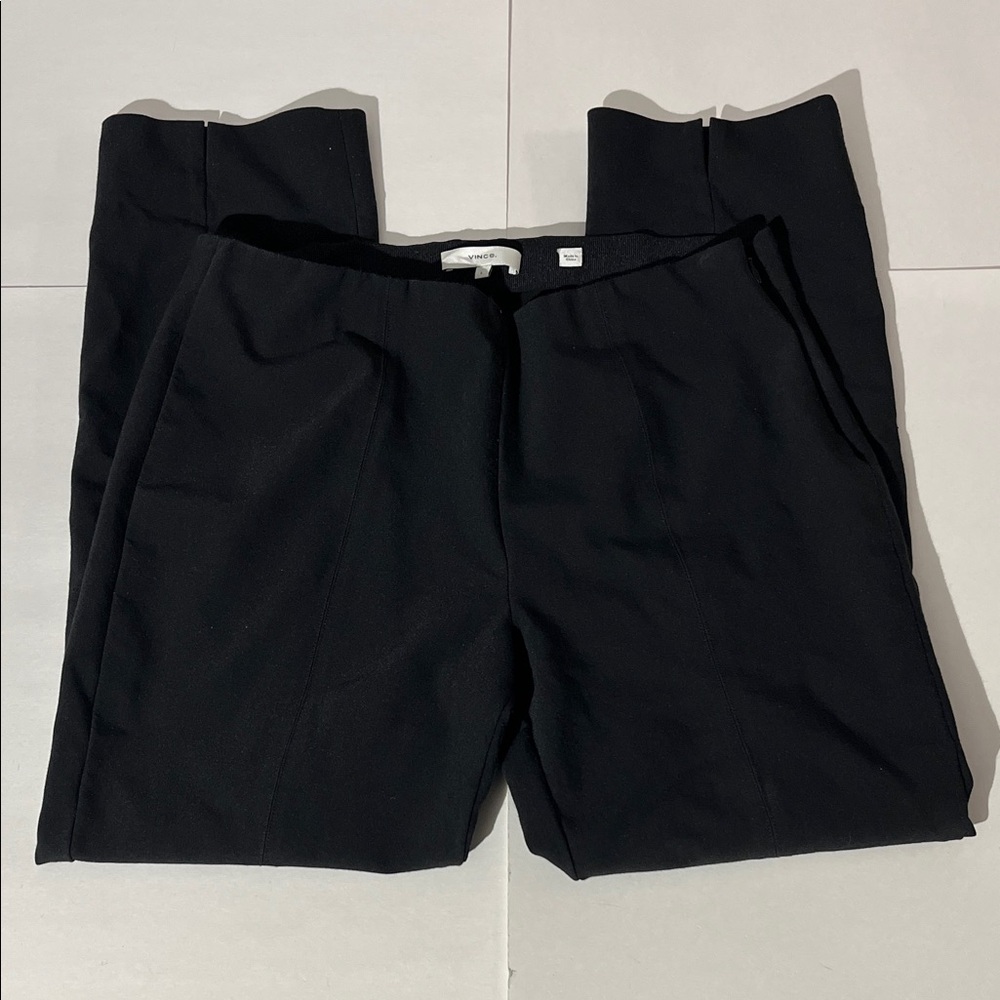 Vince. Straight Leg Pull On Pants Black Large Business Casual Office